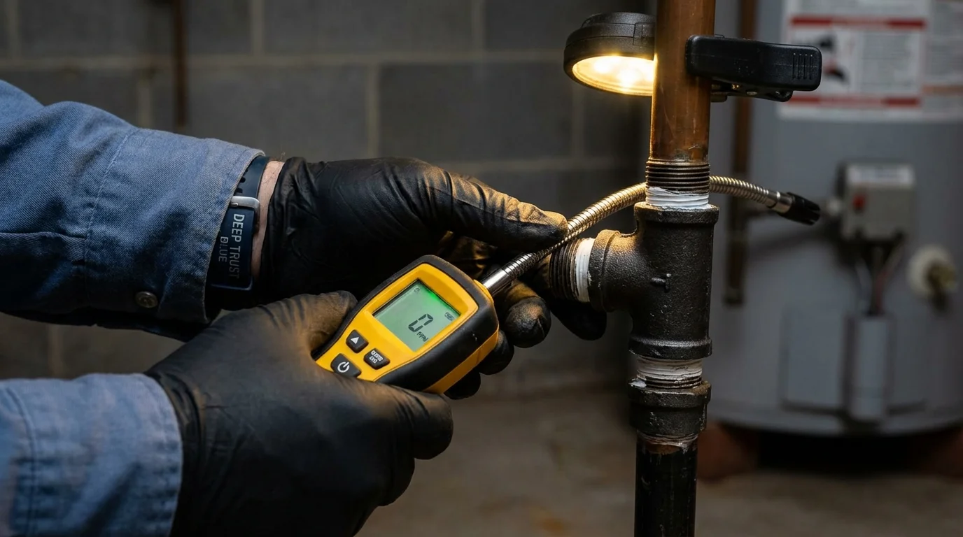 Gas leak detection with electronic sniffer by Johns Plumbing LLC in Duchesne
