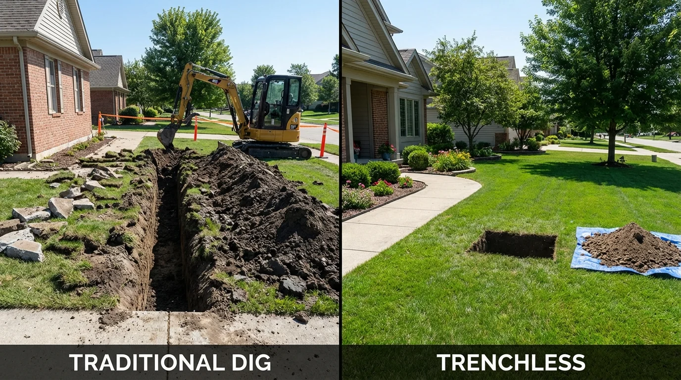 Trenchless sewer repair with minimal yard damage versus traditional excavation in Duchesne, UT